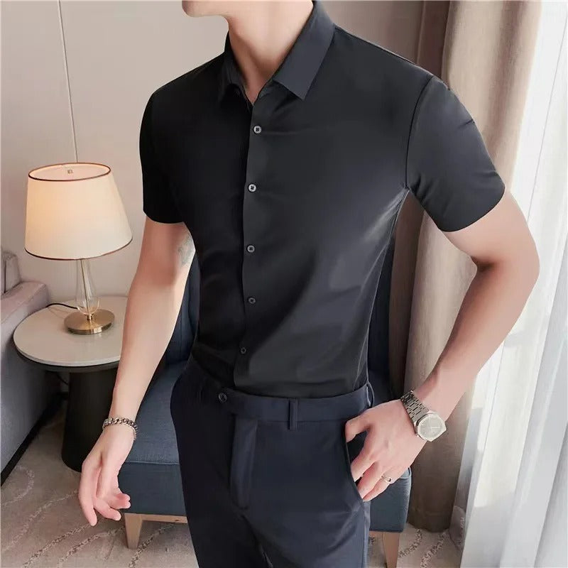 Camisa Social Millano Tela Antiamasado Dry Blank [86% Algodón Egipcio y 14% Elastano]